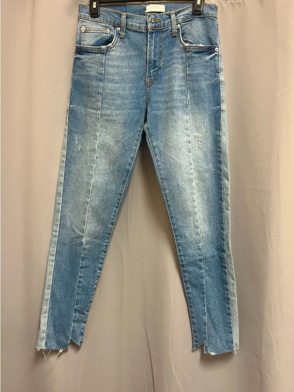 Zara Women Premium Denim Collection Two-Tone Light Blue High-rise Jeans